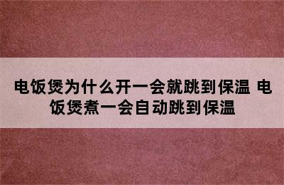 电饭煲为什么开一会就跳到保温 电饭煲煮一会自动跳到保温